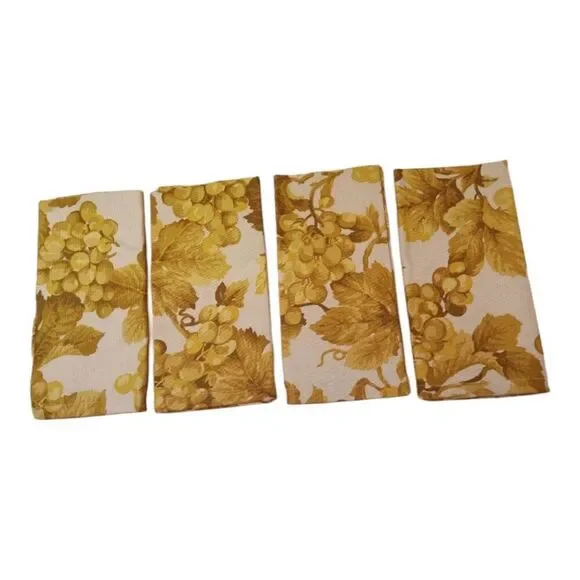 Le Telerie Toscane Gold Grapes Dinner Napkins Set of 4 Made in Italy - Picture 2 of 5